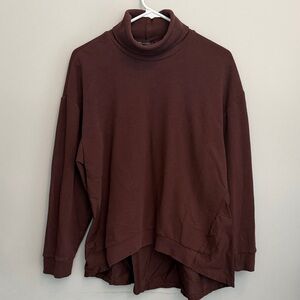 Zara Chocolate Brown Women’s Medium Ribbed Knit and twill Top